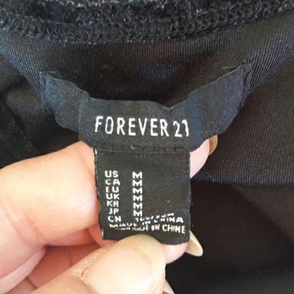 Forever 21 Dress Velour Skater Stretch Mini Fit Flare Witch Core Gothic Black M - Picture 3 of 8